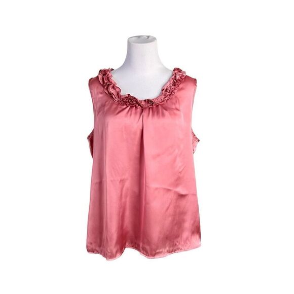 Elementz Tops - 2/$20‎ Elementz Rose Ruffled Vneck Sleeveless Blouse sz XL Modern Flowy Top